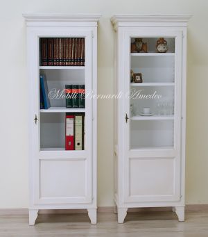 Vetrina in legno massello 1 anta laccata bianco